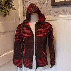 Stylish Women's Brown and Red Utility Jacket